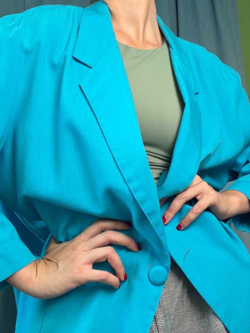 Blue Turquoise Women’s Oversized Blazer Jacket - Turquoise